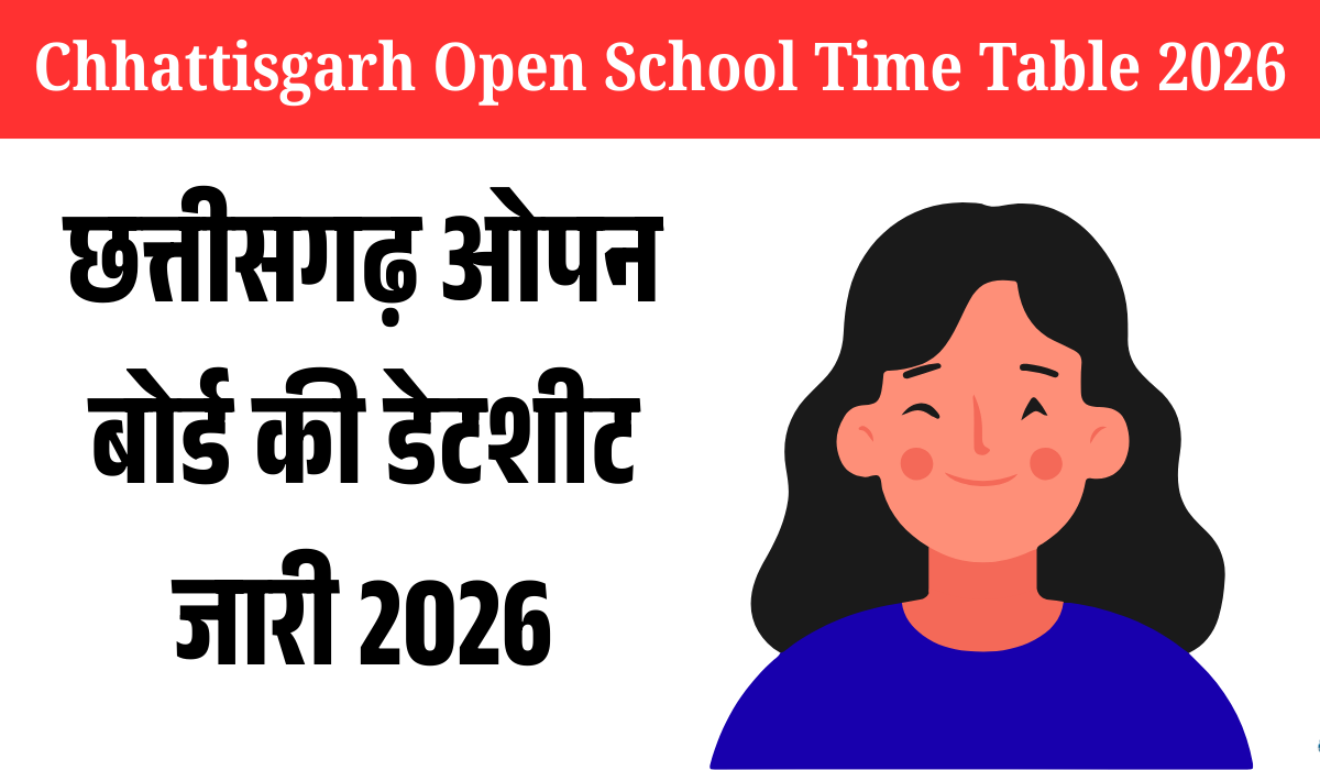 CG Open School Time Table 2026 Class 10th & 12th
